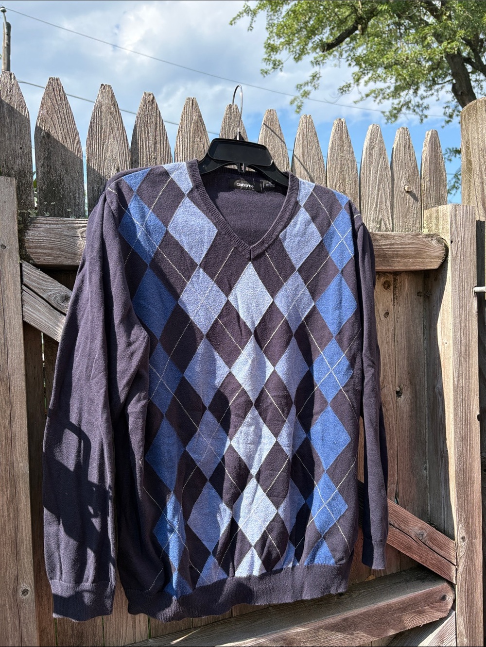 Claiborne medium cotton argyle sweater.
